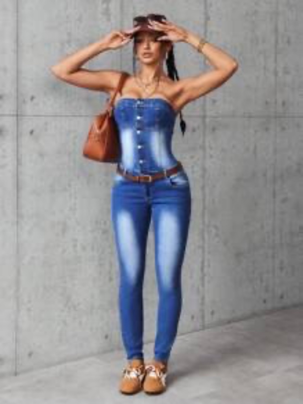 NEW! Size Medium M Shein EZwear Women's Strapless denim one piece lot5887